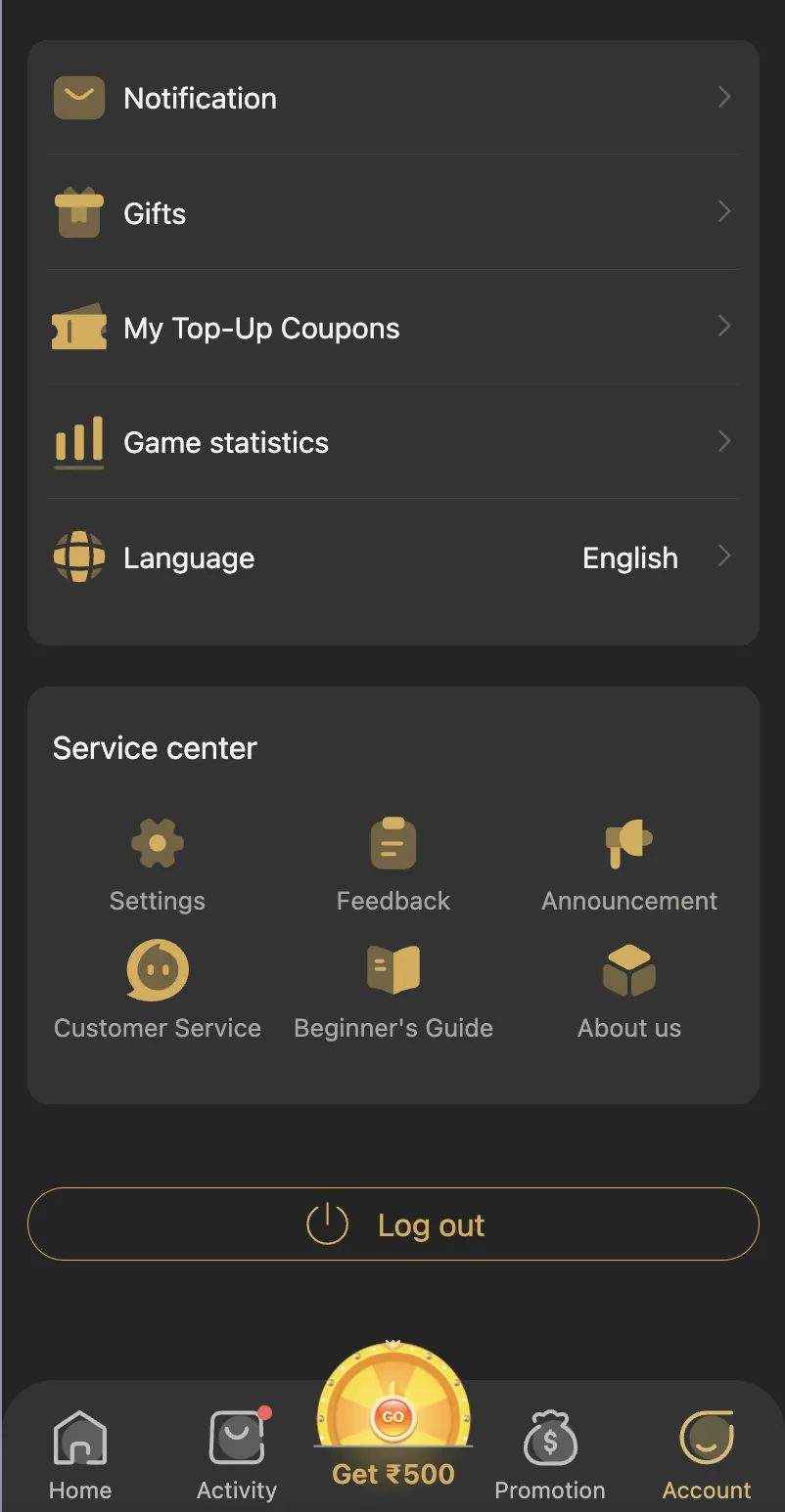 Account and service tools in the supplied reference